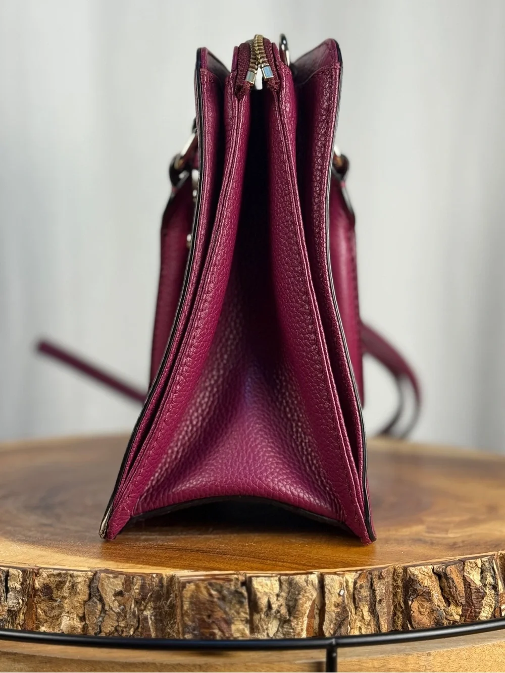 Kate Spade Berry Red Pebbled Leather Mulberry Street Lise Satchel Crossbody EUC